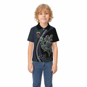 Strachan Family Crest Tartan Kid Polo Shirt Alba Thistle Inspired