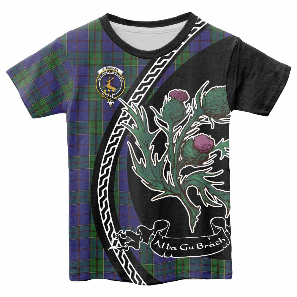Strachan Family Crest Tartan Kid T-shirt Alba Thistle Inspired - Tartan Vibes Clothing