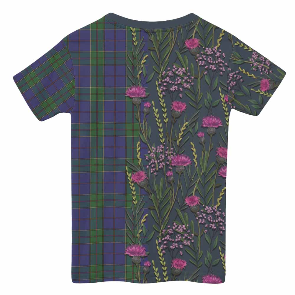 Strachan Family Crest Tartan Kid T-shirt Scottish Thistle Flower Pattern Half Style - Tartan Vibes Clothing