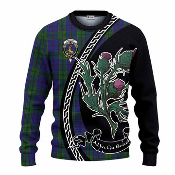 Strachan Family Crest Tartan Knitted Sweater Alba Thistle Inspired - Tartan Vibes Clothing