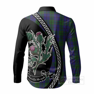 Strachan Family Crest Tartan Long Sleeve Button Shirts Alba Thistle Inspired