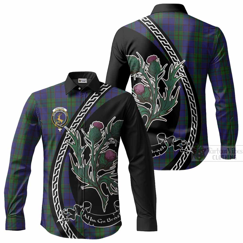 Strachan Family Crest Tartan Long Sleeve Button Shirts Alba Thistle Inspired - Tartan Vibes Clothing