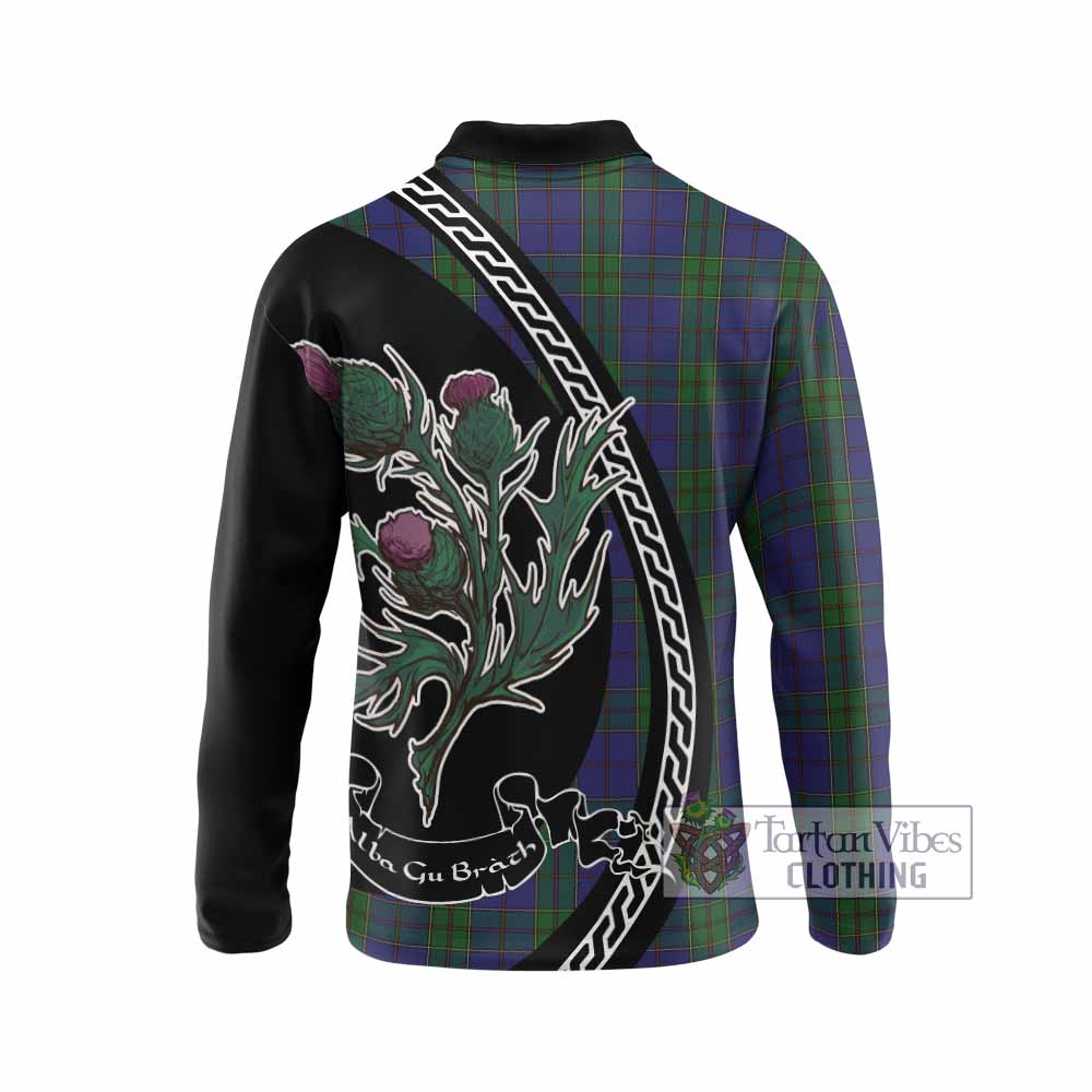 Strachan Family Crest Tartan Long Sleeve Polo Shirt Alba Thistle Inspired - Tartan Vibes Clothing