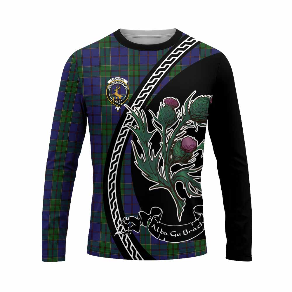 Strachan Family Crest Tartan Long Sleeve T-Shirt Alba Thistle Inspired - Tartan Vibes Clothing