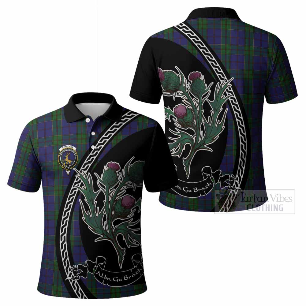 Strachan Family Crest Tartan Polo Shirt Alba Thistle Inspired - Tartan Vibes Clothing