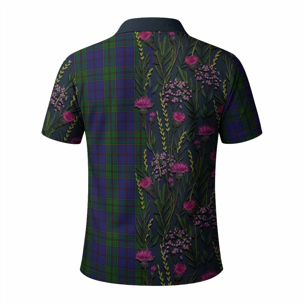 Strachan Family Crest Tartan Polo Shirt Scottish Thistle Flower Pattern Half Style - Tartan Vibes Clothing