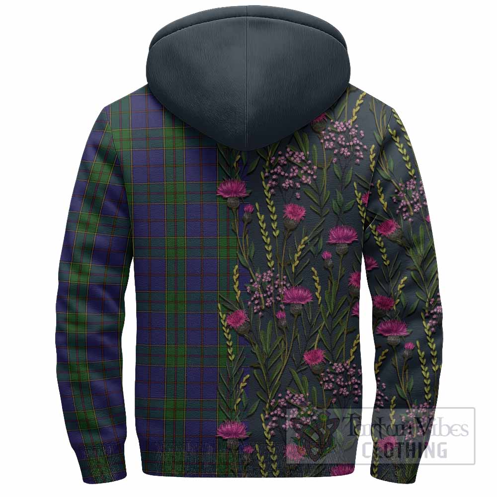 Strachan Family Crest Tartan Sherpa Hoodie Scottish Thistle Flower Pattern Half Style - Tartan Vibes Clothing