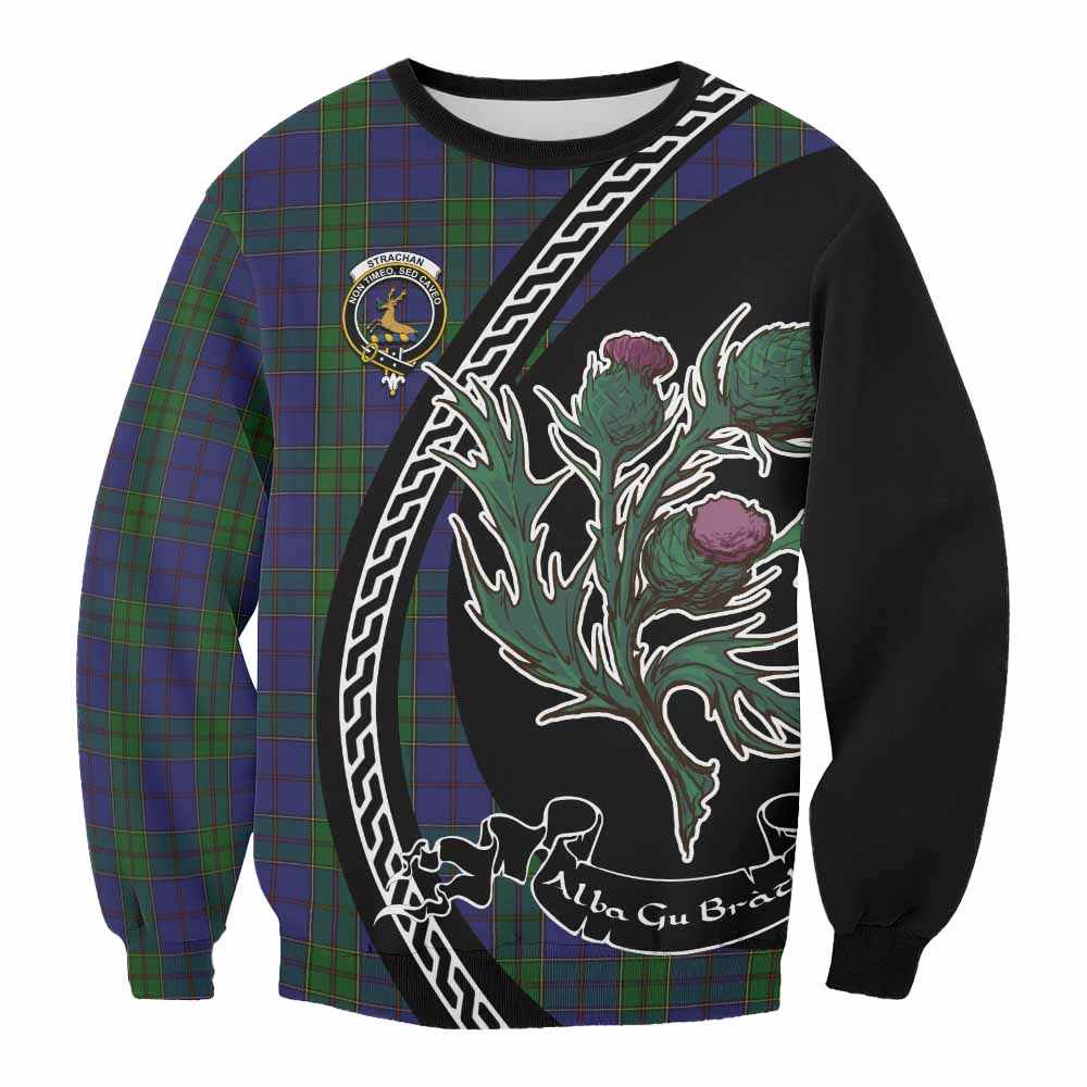 Strachan Family Crest Tartan Sweatshirt Alba Thistle Inspired - Tartan Vibes Clothing