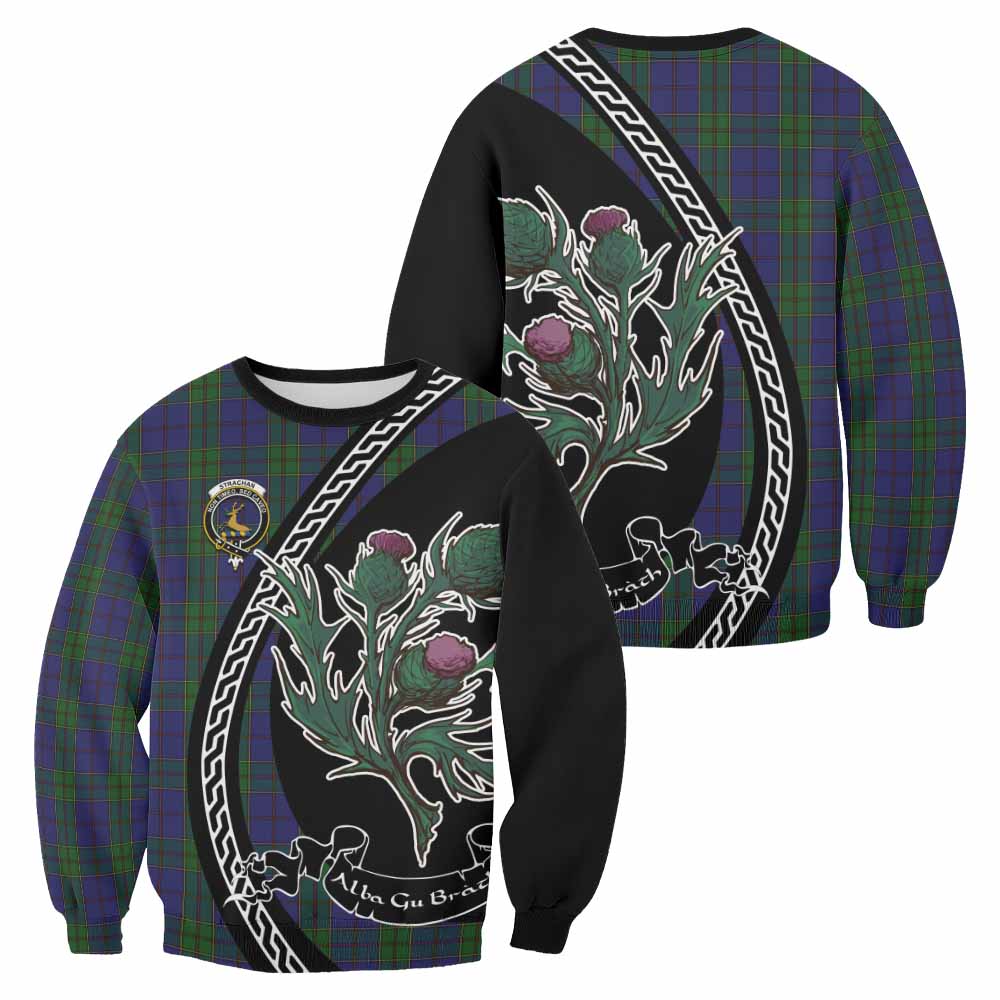 Strachan Family Crest Tartan Sweatshirt Alba Thistle Inspired - Tartan Vibes Clothing