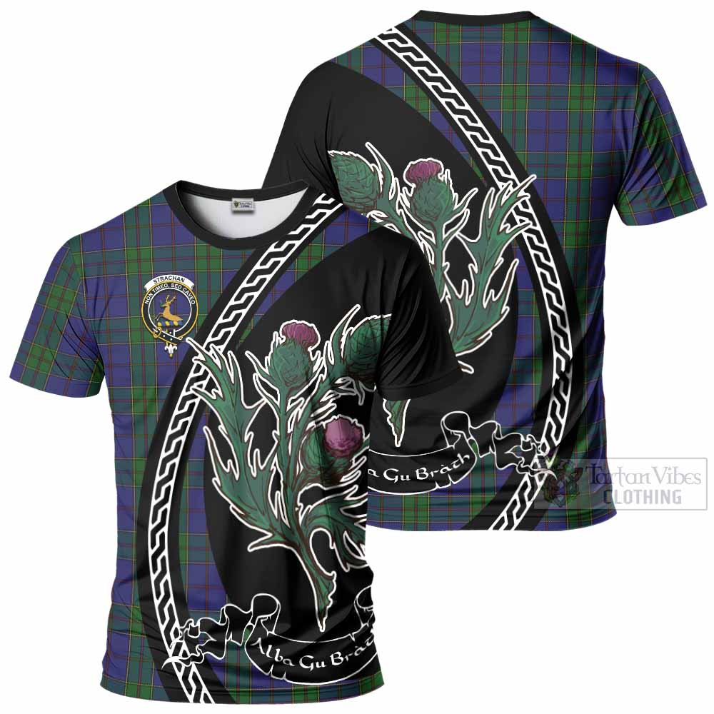 Strachan Family Crest Tartan T-Shirt Alba Thistle Inspired - Tartan Vibes Clothing