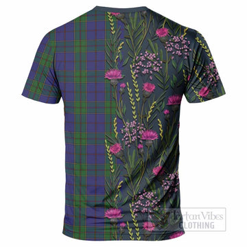 Strachan Family Crest Tartan T-Shirt Scottish Thistle Flower Pattern Half Style - Tartan Vibes Clothing