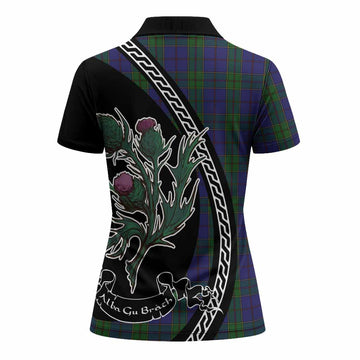 Strachan Family Crest Tartan Women Polo Shirt Alba Thistle Inspired