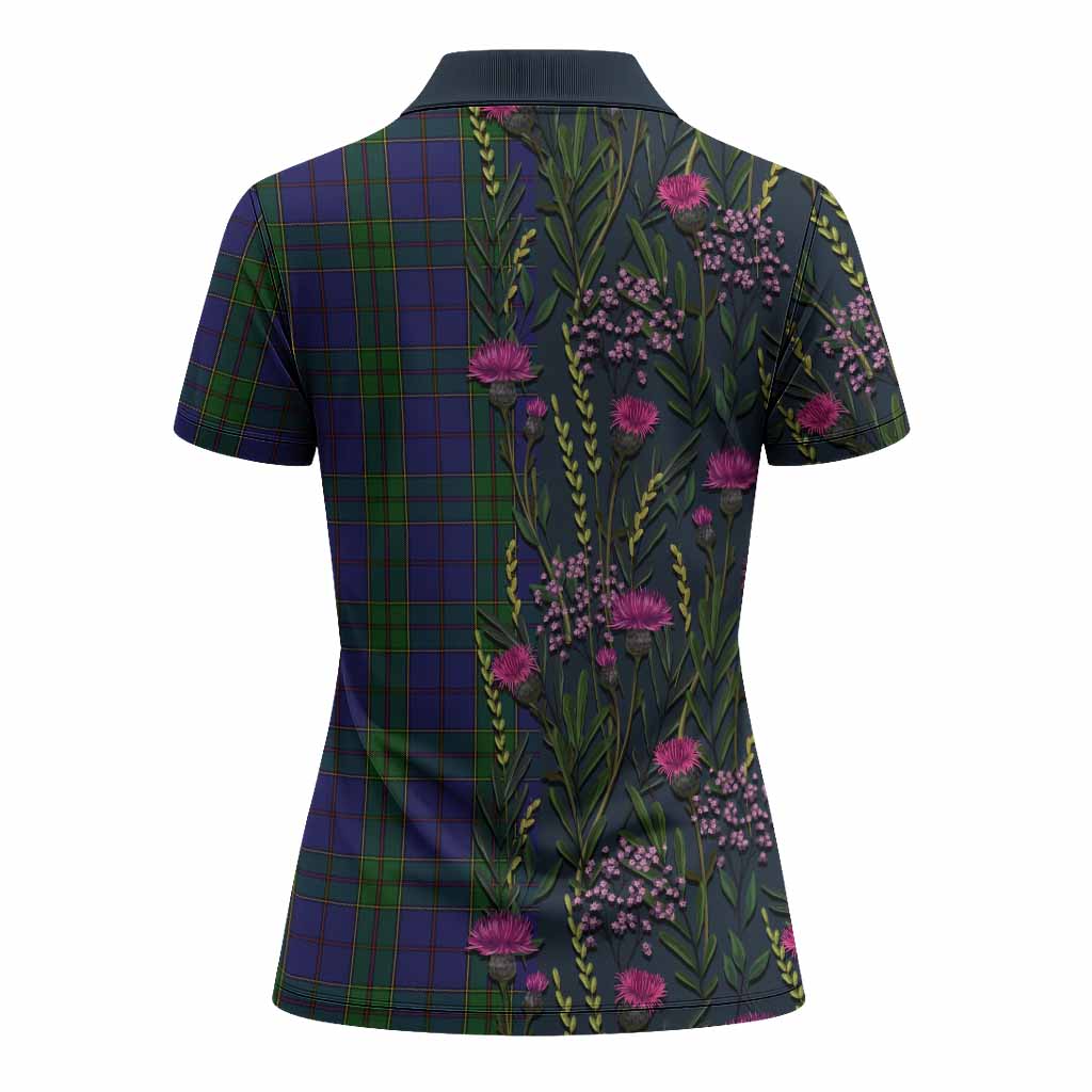 Strachan Family Crest Tartan Women Polo Shirt Scottish Thistle Flower Pattern Half Style - Tartan Vibes Clothing