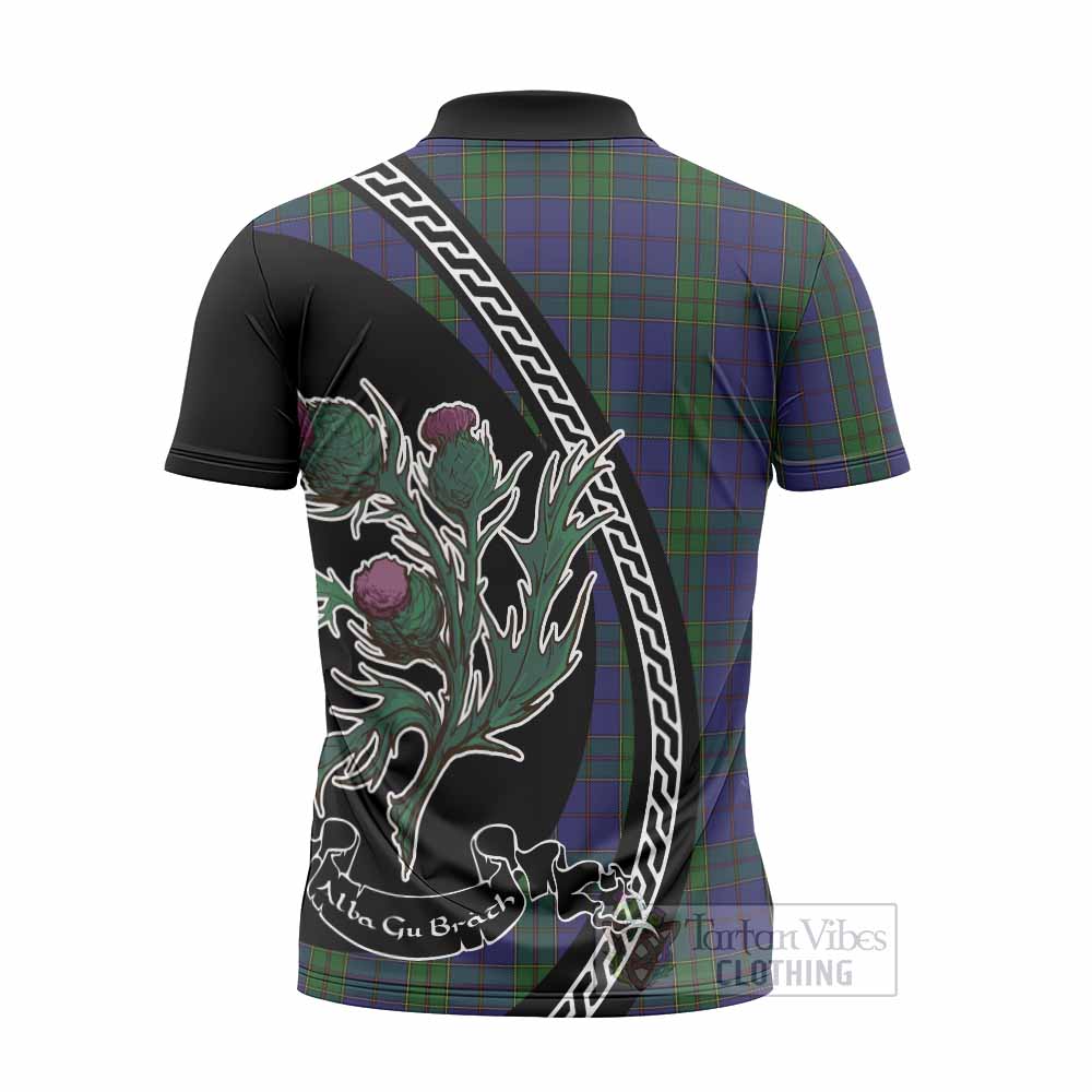Strachan Family Crest Tartan Zipper Polo Shirt Alba Thistle Inspired - Tartan Vibes Clothing