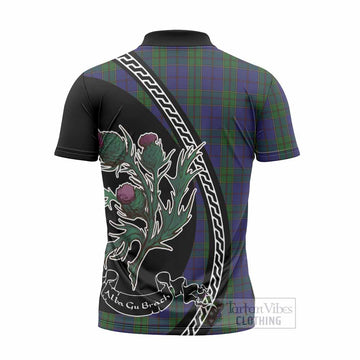 Strachan Family Crest Tartan Zipper Polo Shirt Alba Thistle Inspired