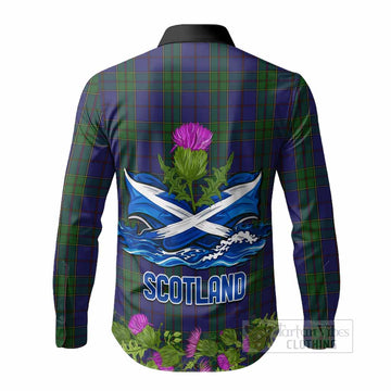 Strachan Scotland Tartan Crest Thistle Heritage Long Sleeve Button Shirts