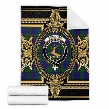 Strachan Scottish Tartan Crest Blanket Royal Stylized