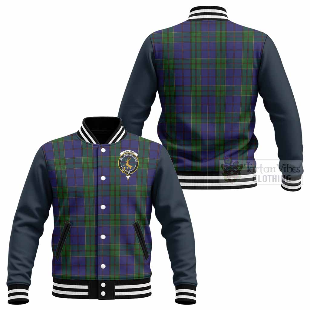 Strachan Tartan Accent Baseball Jacket with Family Crest