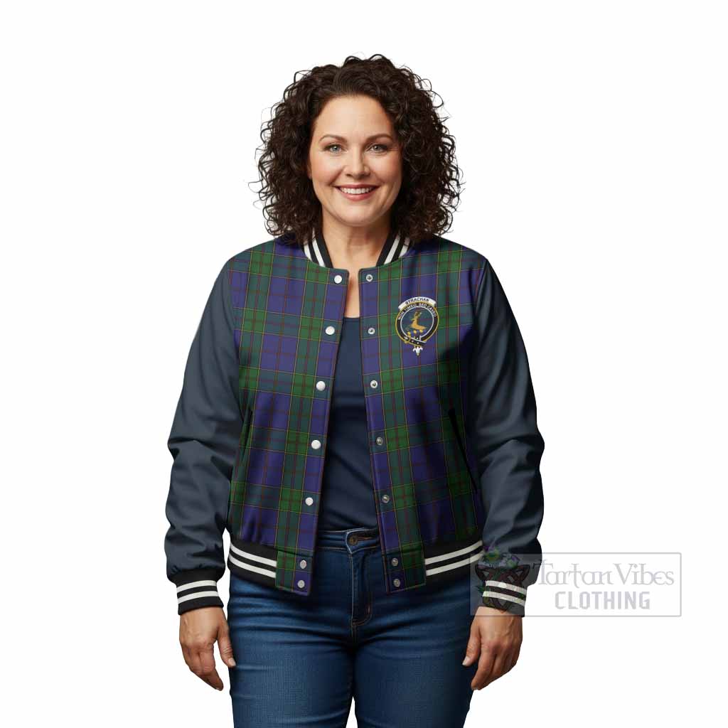 Strachan Tartan Accent Baseball Jacket with Family Crest
