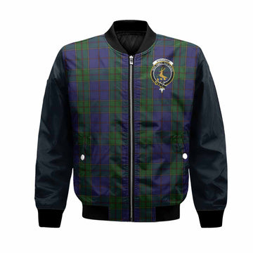 Strachan Tartan Accent Bomber Jacket with Family Crest