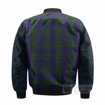 Strachan Tartan Accent Bomber Jacket with Family Crest