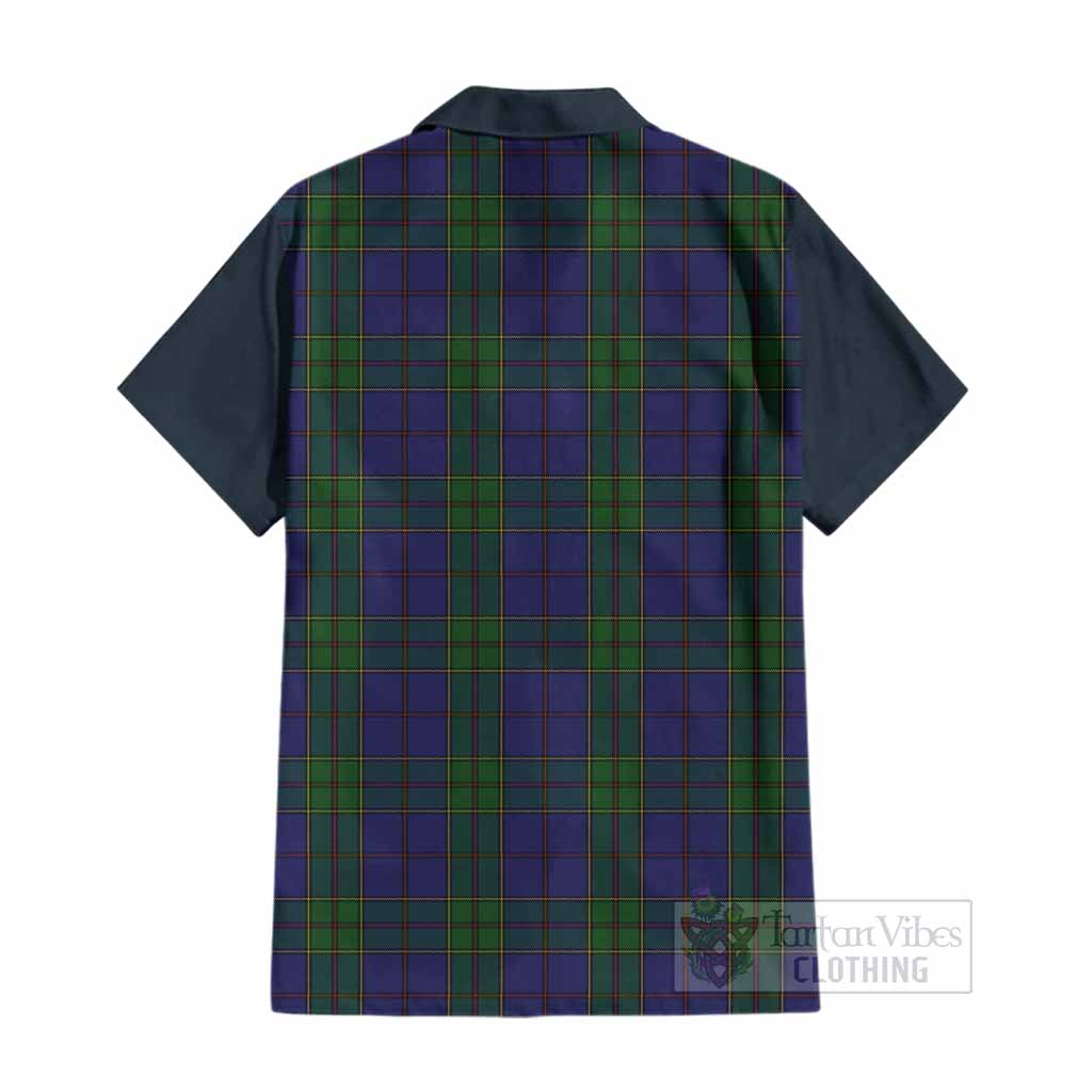 Strachan Tartan Accent Cotton Hawaiian Shirt with Family Crest