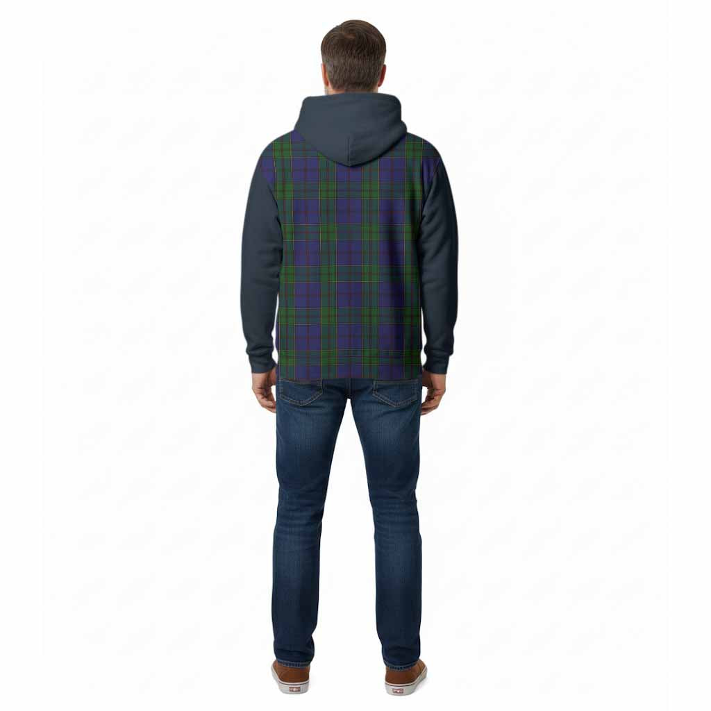 Strachan Tartan Accent Cotton Hoodie with Family Crest