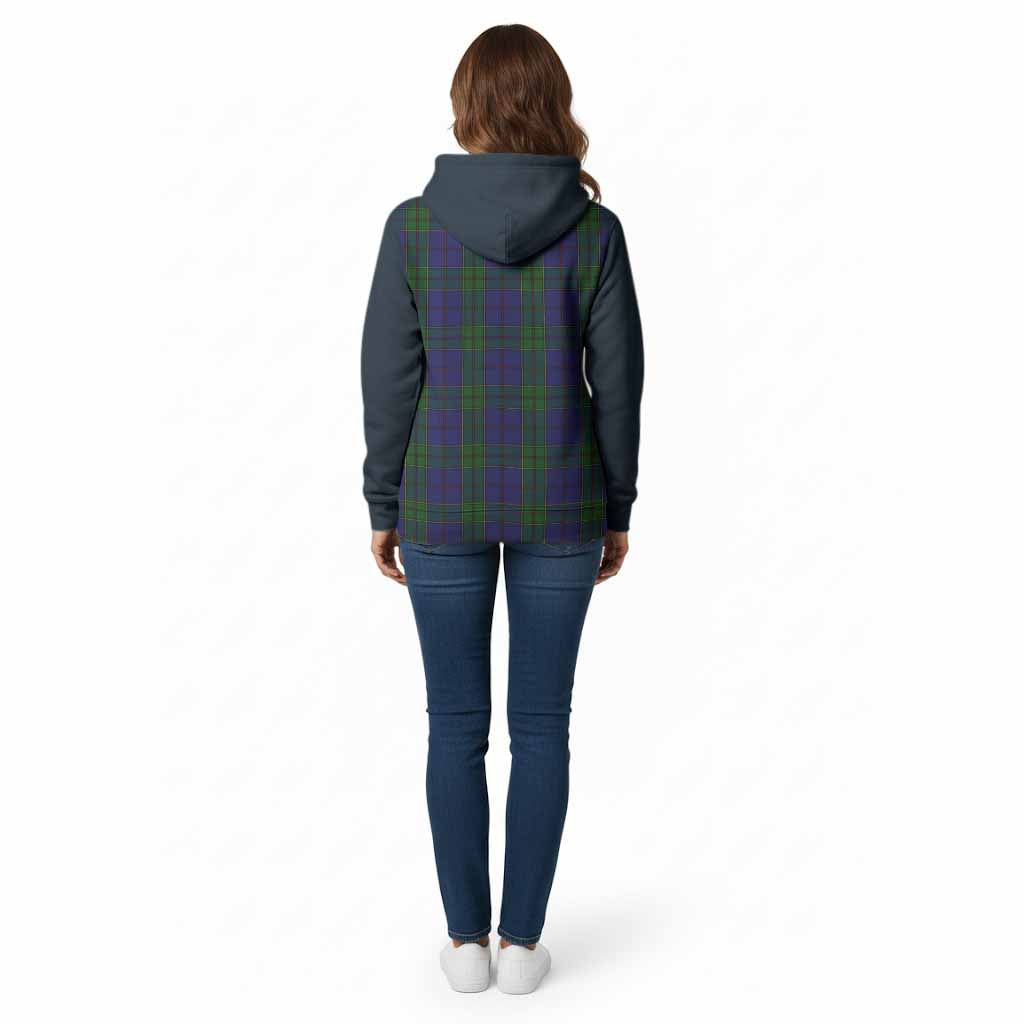 Strachan Tartan Accent Cotton Hoodie with Family Crest
