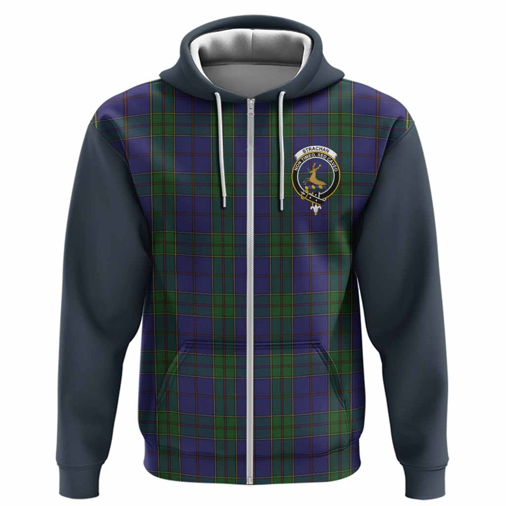Strachan Tartan Accent Hoodie with Family Crest