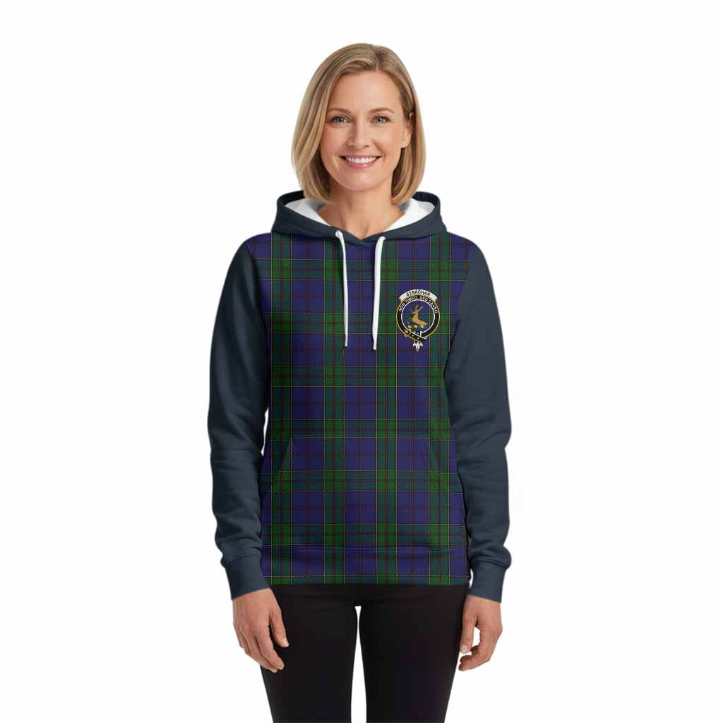 Strachan Tartan Accent Hoodie with Family Crest