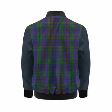 Strachan Tartan Accent Kid Bomber Jacket with Family Crest