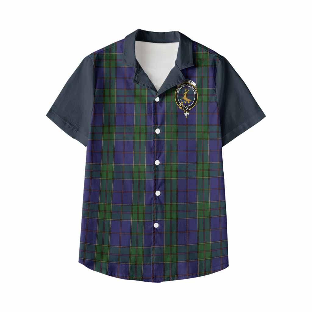 Strachan Tartan Accent Kid Hawaiian Shirt with Family Crest