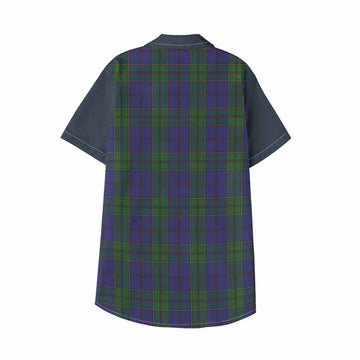 Strachan Tartan Accent Kid Hawaiian Shirt with Family Crest