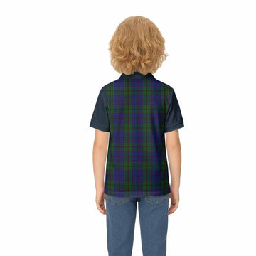 Strachan Tartan Accent Kid Polo Shirt with Family Crest