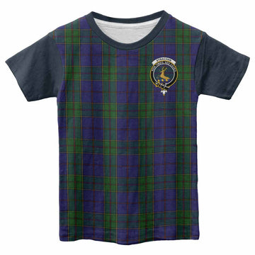 Strachan Tartan Accent Kid T-shirt with Family Crest