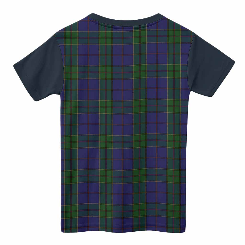 Strachan Tartan Accent Kid T-shirt with Family Crest
