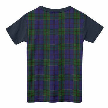 Strachan Tartan Accent Kid T-shirt with Family Crest