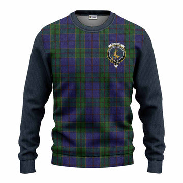 Strachan Tartan Accent Knitted Sweater with Family Crest