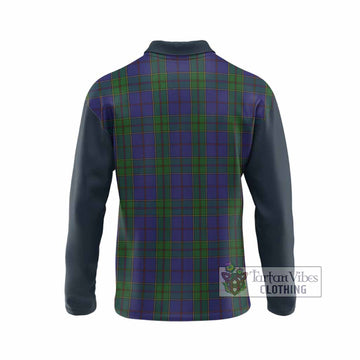 Strachan Tartan Accent Long Sleeve Polo Shirt with Family Crest
