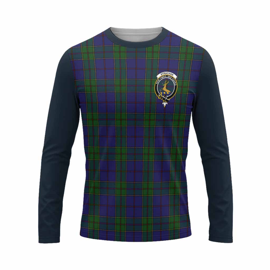 Strachan Tartan Accent Long Sleeve T-Shirt with Family Crest