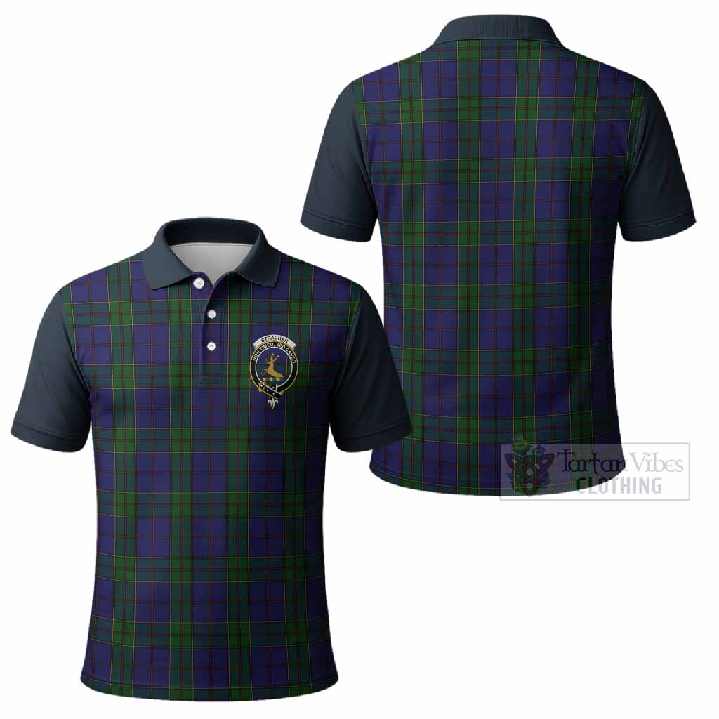 Strachan Tartan Accent Polo Shirt with Family Crest