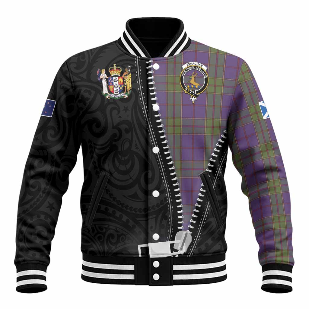 Strachan Tartan Baseball Jacket New Zealand Pattern Unique Zipper Stylized