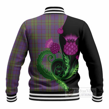 Strachan Tartan Baseball Jacket Traditional Scottish Thistle