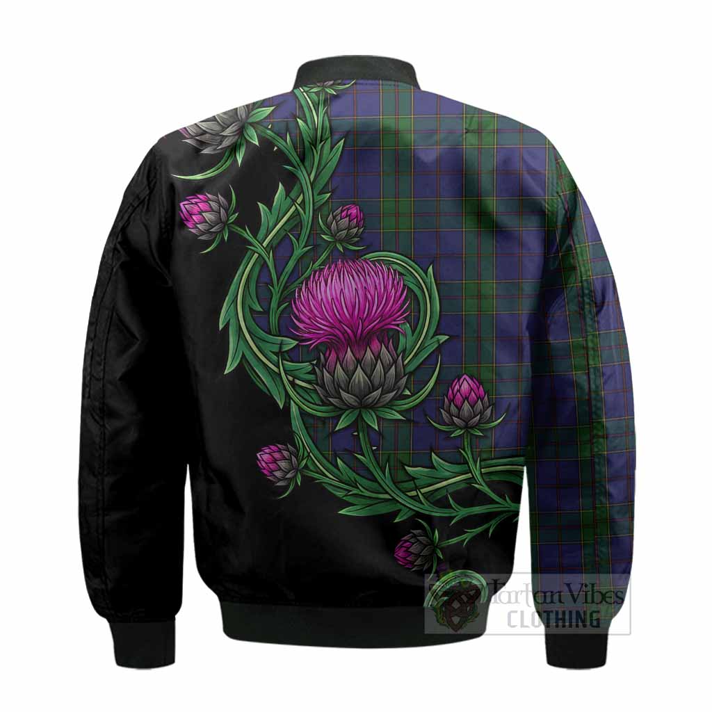 Strachan Tartan Bomber Jacket Resilient Scottish Thistle - Tartan Vibes Clothing