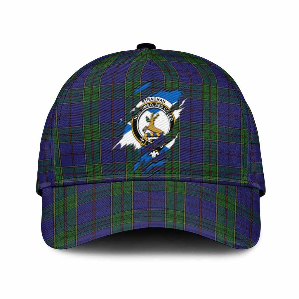 Strachan Tartan Classic Cap with Family Crest In Me Style