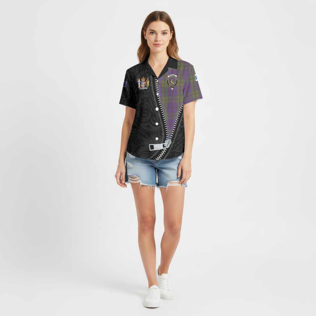 Strachan Tartan Cotton Hawaiian Shirt New Zealand Pattern Unique Zipper Stylized