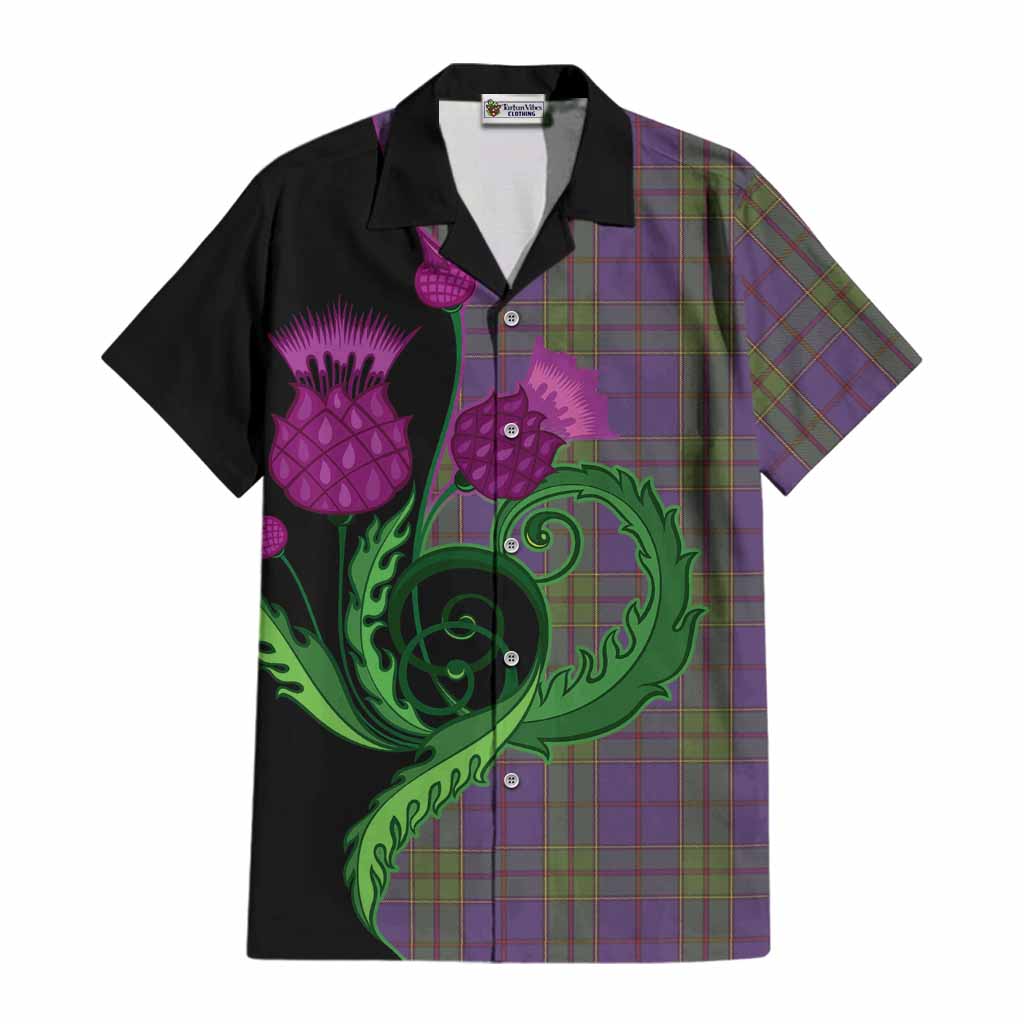 Strachan Tartan Cotton Hawaiian Shirt Traditional Scottish Thistle