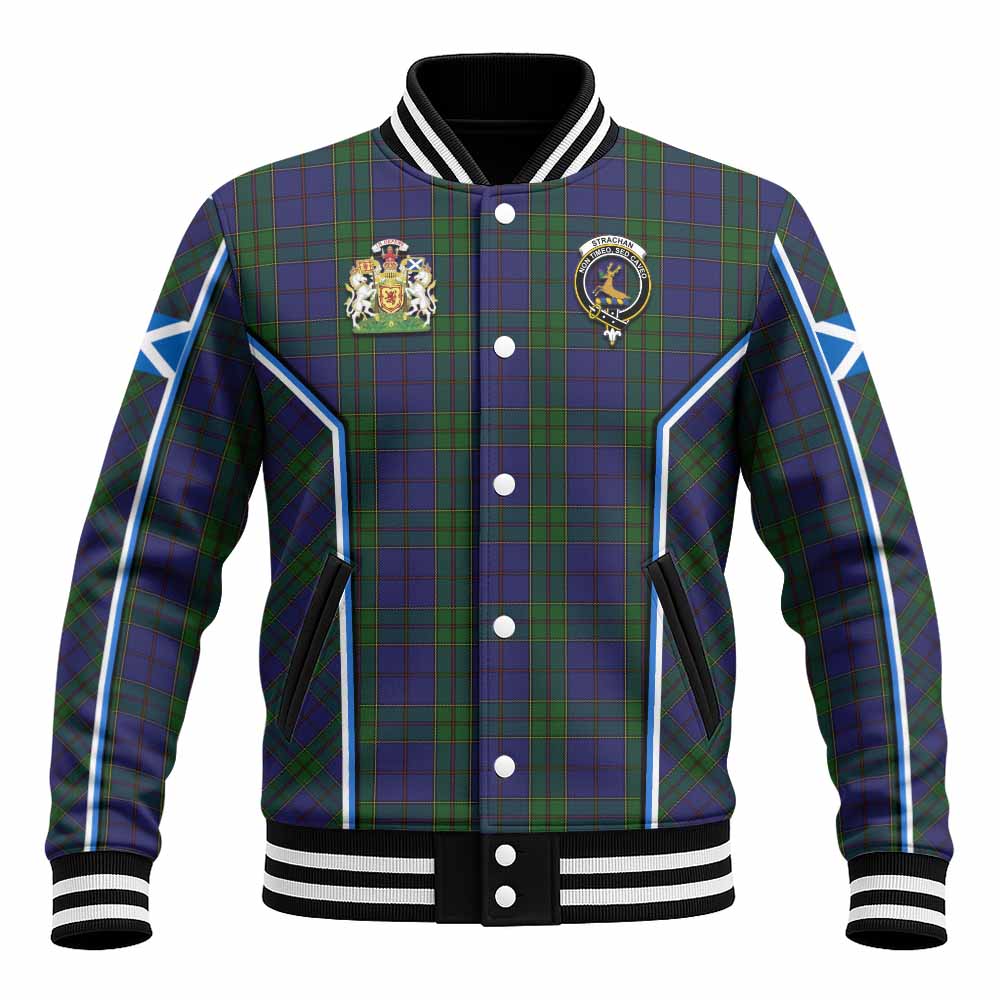 Strachan Tartan Crest Baseball Jacket Scotland Coat of Arm Flag Style - Tartan Vibes Clothing