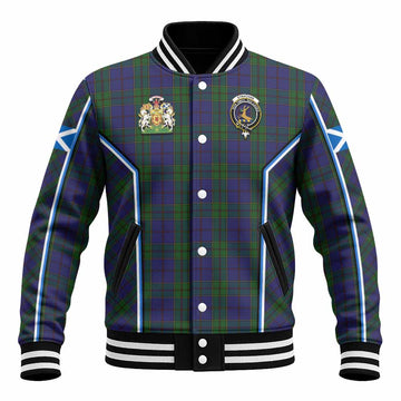 Strachan Tartan Crest Baseball Jacket Scotland Coat of Arm Flag Style