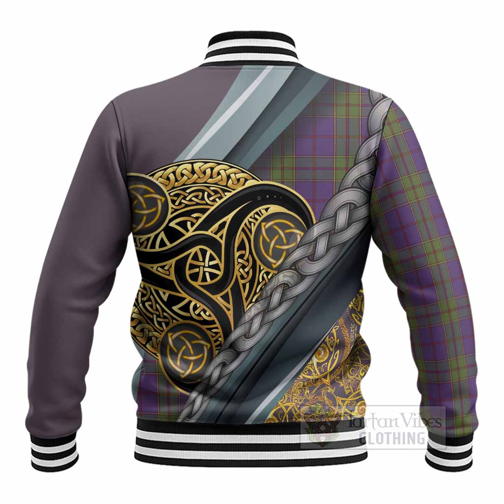 Strachan Tartan Crest Baseball Jacket Scottish Triskele Celtic